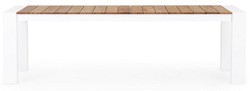 Casa Padrino tavolo da giardino di lusso naturale / bianco 253-384 x 110 x A. 75 cm - Tavolo da pranzo allungabile da giardino con piano in teak e gambe in alluminio - Mobili da giardino