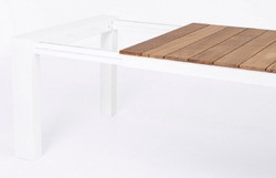 Casa Padrino tavolo da giardino di lusso naturale / bianco 253-384 x 110 x A. 75 cm - Tavolo da pranzo allungabile da giardino con piano in teak e gambe in alluminio - Mobili da giardino