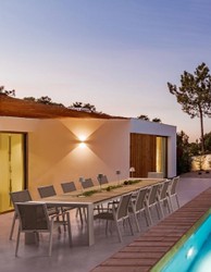 Casa Padrino tavolo da giardino di lusso naturale / bianco 253-384 x 110 x A. 75 cm - Tavolo da pranzo allungabile da giardino con piano in teak e gambe in alluminio - Mobili da giardino