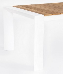 Casa Padrino Luxus Gartentisch Naturfarben / Weiß 228-294 x 100 x H. 75 cm - Ausziehbarer Garten Esstisch mit Teakholz Tischplatte und Aluminium Beinen - Luxus Garten & Terrassen Möbel
