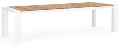 Ausziehbarer Luxus Teakholz Aluminium Garten Terrassen Tisch Esstisch Naturfarben Weiß Extendable Luxury Teak Aluminum Garden Patio Table Dining Table Natural White