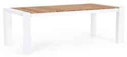 Casa Padrino tavolo da giardino di lusso naturale / bianco 228-294 x 100 x A. 75 cm - Tavolo da pranzo allungabile da giardino con piano in teak e gambe in alluminio - Mobili da giardino