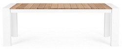 Casa Padrino tavolo da giardino di lusso naturale / bianco 228-294 x 100 x A. 75 cm - Tavolo da pranzo allungabile da giardino con piano in teak e gambe in alluminio - Mobili da giardino