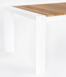 Casa Padrino tavolo da giardino di lusso naturale / bianco 228-294 x 100 x A. 75 cm - Tavolo da pranzo allungabile da giardino con piano in teak e gambe in alluminio - Mobili da giardino
