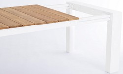 Casa Padrino tavolo da giardino di lusso naturale / bianco 228-294 x 100 x A. 75 cm - Tavolo da pranzo allungabile da giardino con piano in teak e gambe in alluminio - Mobili da giardino