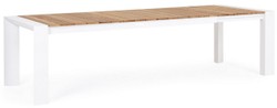 Casa Padrino tavolo da giardino di lusso naturale / bianco 228-294 x 100 x A. 75 cm - Tavolo da pranzo allungabile da giardino con piano in teak e gambe in alluminio - Mobili da giardino