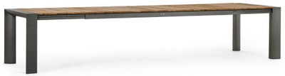 Ausziehbarer Luxus Teakholz Aluminium Garten Terrassen Tisch Esstisch Naturfarben Grau Extendable Luxury Teak Aluminum Garden Patio Table Dining Table Natural Gray