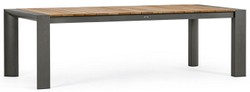 Casa Padrino table de jardin de luxe naturel / gris 253-384 x 110 x H. 75 cm - Table à manger de jardin extensible avec plateau en teck et pieds en aluminium - Mobilier de jardin et terrasse de luxe