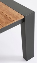 Casa Padrino table de jardin de luxe naturel / gris 253-384 x 110 x H. 75 cm - Table à manger de jardin extensible avec plateau en teck et pieds en aluminium - Mobilier de jardin et terrasse de luxe