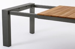 Casa Padrino table de jardin de luxe naturel / gris 253-384 x 110 x H. 75 cm - Table à manger de jardin extensible avec plateau en teck et pieds en aluminium - Mobilier de jardin et terrasse de luxe