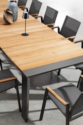 Casa Padrino table de jardin de luxe naturel / gris 253-384 x 110 x H. 75 cm - Table à manger de jardin extensible avec plateau en teck et pieds en aluminium - Mobilier de jardin et terrasse de luxe