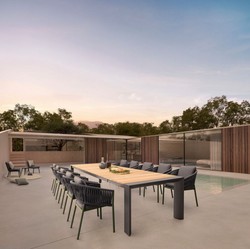 Casa Padrino table de jardin de luxe naturel / gris 253-384 x 110 x H. 75 cm - Table à manger de jardin extensible avec plateau en teck et pieds en aluminium - Mobilier de jardin et terrasse de luxe