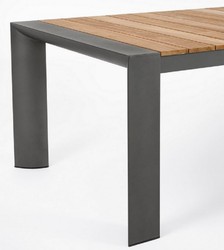 Casa Padrino table de jardin de luxe naturel / gris 228-294 x 100 x H. 75 cm - Table à manger de jardin extensible avec plateau en teck et pieds en aluminium - Mobilier de jardin et terrasse de luxe