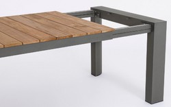 Casa Padrino table de jardin de luxe naturel / gris 228-294 x 100 x H. 75 cm - Table à manger de jardin extensible avec plateau en teck et pieds en aluminium - Mobilier de jardin et terrasse de luxe