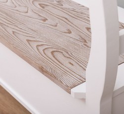 Casa Padrino panca in stile country bianco / naturale 117 x 48 x A. 92 cm - Panca in legno massello con vano contenitore - Mobili in legno massello - Mobili in stile country - Arredi stile country