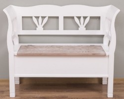 Casa Padrino panca in stile country bianco / naturale 117 x 48 x A. 92 cm - Panca in legno massello con vano contenitore - Mobili in legno massello - Mobili in stile country - Arredi stile country