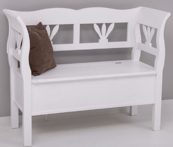 Casa Padrino banc style campagnard blanc 117 x 48 x H. 92 cm - Banc en bois massif avec espace de rangement - Meuble en bois massif - Meuble style campagnard