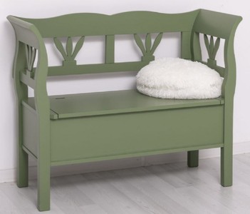 Casa Padrino banc style campagnard vert 117 x 48 x H. 92 cm - Banc en bois massif avec espace de rangement - Meuble en bois massif - Meuble style campagnard