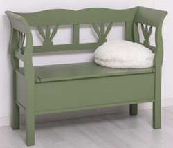 Casa Padrino banc style campagnard vert 117 x 48 x H. 92 cm - Banc en bois massif avec espace de rangement - Meuble en bois massif - Meuble style campagnard