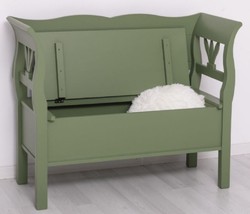 Casa Padrino banc style campagnard vert 117 x 48 x H. 92 cm - Banc en bois massif avec espace de rangement - Meuble en bois massif - Meuble style campagnard