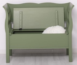 Casa Padrino banc style campagnard vert 117 x 48 x H. 92 cm - Banc en bois massif avec espace de rangement - Meuble en bois massif - Meuble style campagnard