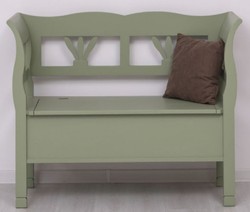 Casa Padrino banc style campagnard vert 117 x 48 x H. 92 cm - Banc en bois massif avec espace de rangement - Meuble en bois massif - Meuble style campagnard