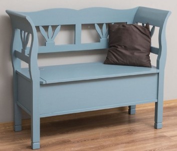 Casa Padrino banc style campagnard bleu clair 117 x 48 x H. 92 cm - Banc en bois massif avec espace de rangement - Meuble en bois massif - Meuble style campagnard