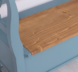 Landhausstil Massivholz Sitzbank mit Stauraum Hellblau Braun Country Style Solid Wood Bench with Storage Space Light Blue Brown