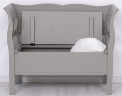 Casa Padrino country style bench antique gray 117 x 48 x H. 92 cm - Solid wood bench with storage space - Solid wood furniture - Country style furniture - Country style furnishings
