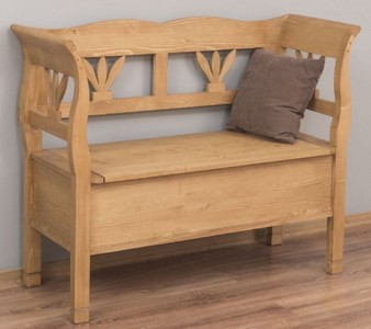 Casa Padrino banc style campagnard naturel 117 x 48 x H. 92 cm - Banc en bois massif avec espace de rangement - Meuble en bois massif - Meuble style campagnard