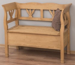Casa Padrino banc style campagnard naturel 117 x 48 x H. 92 cm - Banc en bois massif avec espace de rangement - Meuble en bois massif - Meuble style campagnard
