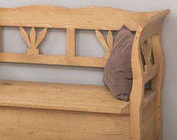Casa Padrino banc style campagnard naturel 117 x 48 x H. 92 cm - Banc en bois massif avec espace de rangement - Meuble en bois massif - Meuble style campagnard