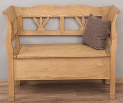 Casa Padrino banc style campagnard naturel 117 x 48 x H. 92 cm - Banc en bois massif avec espace de rangement - Meuble en bois massif - Meuble style campagnard