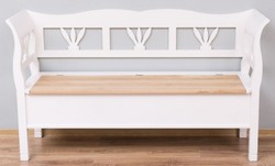 Casa Padrino country style bench white / natural 163 x 48 x H. 92 cm - Solid wood bench with storage space - Solid wood furniture - Country style furniture - Country style furnishings