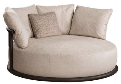 Casa Padrino luxury armchair beige / dark brown Ø 160 x H. 90 cm - Round living room armchair - Hotel armchair - Living room furniture - Hotel furniture - Luxury furniture - Luxury furnishings