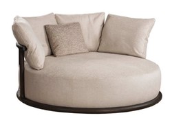 Casa Padrino sillón de lujo beige / marrón oscuro Ø 120 x A. 90 cm - Sillón de salón redondo - Sillón de hotel - Muebles de salón - Muebles de hotel - Muebles de lujo - Interiores de lujo