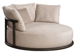 Casa Padrino sillón de lujo beige / marrón oscuro Ø 120 x A. 90 cm - Sillón de salón redondo - Sillón de hotel - Muebles de salón - Muebles de hotel - Muebles de lujo - Interiores de lujo