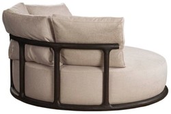 Casa Padrino sillón de lujo beige / marrón oscuro Ø 120 x A. 90 cm - Sillón de salón redondo - Sillón de hotel - Muebles de salón - Muebles de hotel - Muebles de lujo - Interiores de lujo