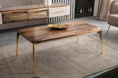 Casa Padrino Luxus Art Deco TV Schrank Braun / Weiß / Gold 235 x 48 x H. 48 cm - Wohnzimmer Sideboard mit 4 Schubladen - Art Deco Möbel - Wohnzimmer Möbel - Luxus Möbel