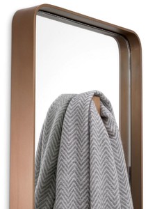 Casa Padrino Luxus Wandspiegel Messing 30 x 5 x H. 160 cm - Rechteckiger Spiegel mit Kleiderhaken - Wohnzimmer Spiegel - Schlafzimmer Spiegel - Garderoben Spiegel - Luxus Möbel - Luxus Interior