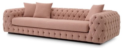 Casa Padrino luxury Chesterfield sofa vintage pink / black 255 x 105 x H. 60 cm - Living room sofa - Hotel sofa - Living room furniture - Chesterfield furniture - Luxury furniture