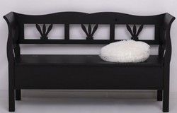 Casa Padrino panca in stile country nero 163 x 48 x A. 92 cm - Panca in legno massello con vano contenitore - Mobili in legno massello - Mobili in stile country - Arredi stile country