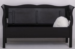 Casa Padrino panca in stile country nero 163 x 48 x A. 92 cm - Panca in legno massello con vano contenitore - Mobili in legno massello - Mobili in stile country - Arredi stile country