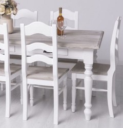 Casa Padrino set di 8 sedie per sala da pranzo in stile country bianco / naturale 44 x 44 x A. 102 cm - Sedie per sala da pranzo in legno massello - Mobili per sala da pranzo in stile country