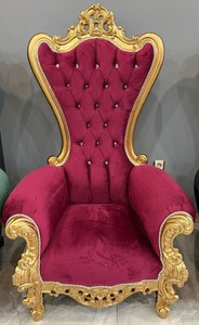 Casa Padrino baroque throne armchair with fine velvet fabric and rhinestones bordeaux red / gold - Baroque royal armchair - Baroque wedding armchair - Baroque giant armchair - Baroque furniture