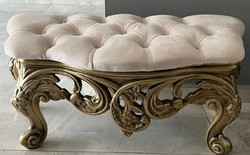 Casa Padrino sgabello barocco di lusso con strass crema / oro - Sgabello stile barocco fatto a mano - Poggiapiedi stile barocco - Sgabello stile antico - Mobili in stile barocco