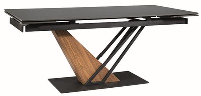 Casa Padrino tavolo da pranzo di design nero / marrone 180-240 x 90 x A. 75 cm - Tavolo da pranzo allungabile con piano in ceramica effetto marmo - Mobili sala da pranzo - Mobili design
