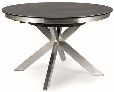 Casa Padrino tavolo da pranzo di design grigio / argento 120-160 x 120 x A. 76 cm - Tavolo da pranzo allungabile con piano in vetroceramica e gambe in acciaio inox - Mobili design sala da pranzo