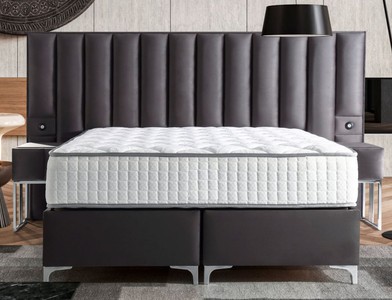 Luxus Bett Doppelbett mit Matratze Grau Silber Luxury Bed Double Bed with Mattress Gray Silver Luxus Bett Doppelbett mit Matratze Grau Silber Luxury Bed Double Bed with Mattress Gray Silver