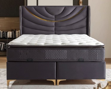 Luxus Bett Doppelbett mit Matratze Lila Gold Luxury Bed Double Bed with Mattress Purple Gold